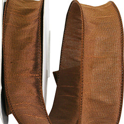 Dupioni Supreme Brown Wired Ribbon – 1.5" x 20 Yards | Premium Wired Ribbon for Wreaths, Bows & Fall Decorating