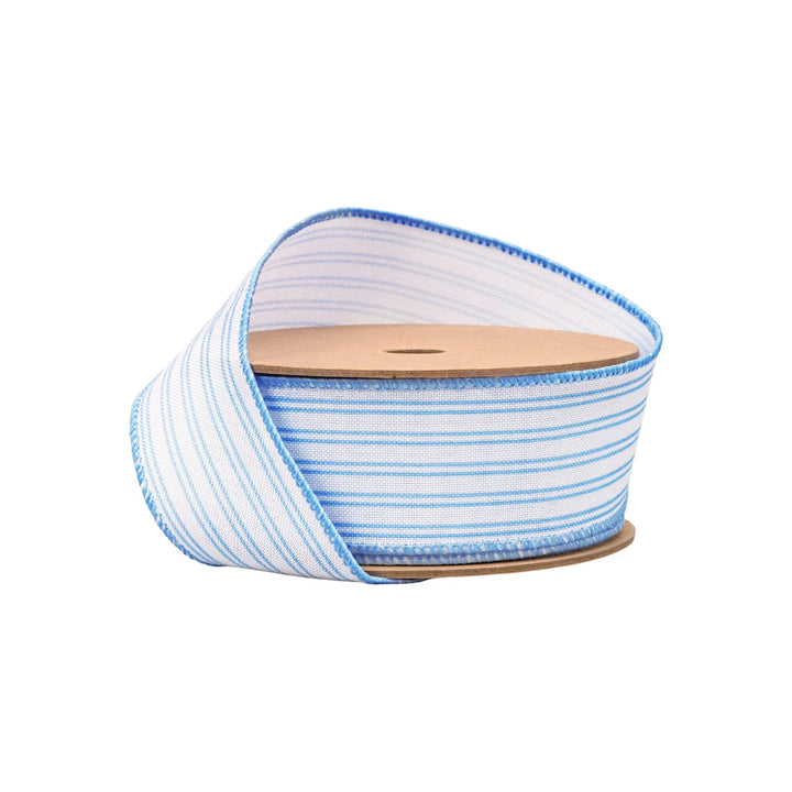2.5inx10yd Lt Blue Ticking Stripe Ribbon