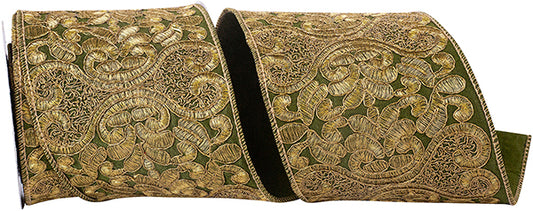 FIVE Yd x 4in Antique Embroidery Filigree Edge Ribbon - Premium Ribbon for Bows and other Home Decor