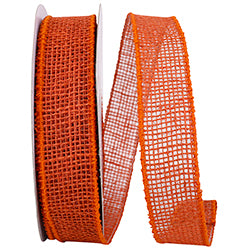 Open Weave Harvest Burnt Orange Burlap Wired Ribbon – 1.5" x 20 Yards | Rustic Mesh Ribbon for Wreaths, Bows & Fall Decorating