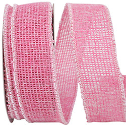 Rustic Pink Burlap Wired Ribbon – 1.5" x 10 Yards | Faux Burlap Ribbon for Wreaths, Bows & Floral Designs