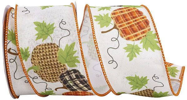 2.5inx10yd Pumpkin Patterns Muslin ribbon