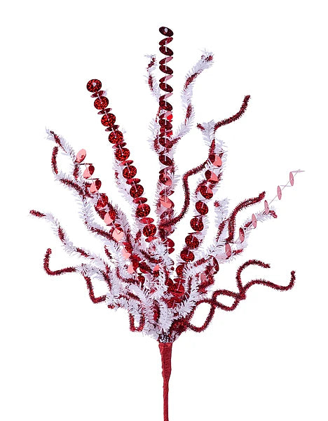 21in Sequin Tensil Bush RED/WHITE - Premium Accessories & Attachments for Wreaths and Home Decor Craig Bachman