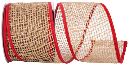 2.5inx10yd Open Weave Burlap RED EDGE
