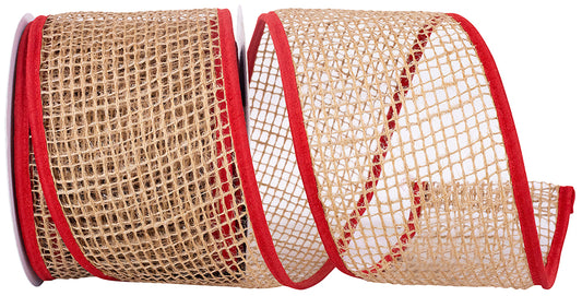 4inx10yd Open Weave Burlap RED EDGE