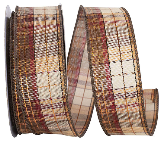 20YDx1.5in CHOCOLATE COPPER Plaid Ribbon