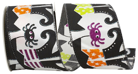 2.5inx10yd Witch Leg/Spiders on Satin HALLOWEEN ooo