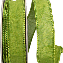 Custom Color Dupioni Moss Wired Edge Ribbon – 7/8" x 10 Yards | Premium Green Wired Ribbon for Wreaths, Floral Design & Gift Wrapping