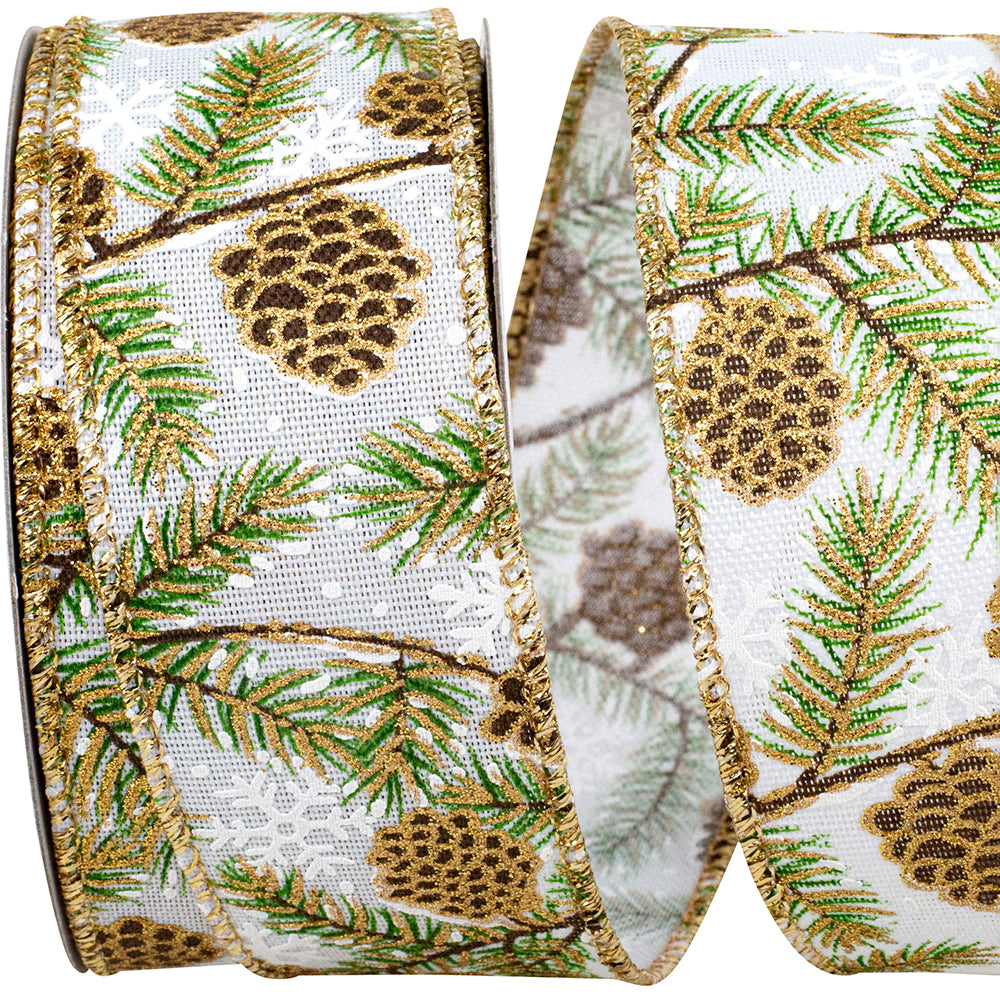 1.5inx10yd Pine Cone Glitter Wisp