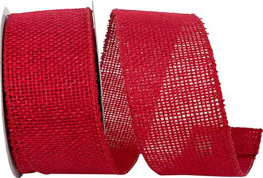 Red Burlap Wired Ribbon – 2.5" x 10 Yards | Rustic Wired Ribbon for Christmas Wreaths, Bows & Floral Designs