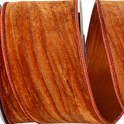 Crushed Velvet Touch Deluxe Wired Ribbon – Copper – 2.5" x 10 Yards | Luxury Fall & Christmas Ribbon for Wreaths, Bows & Floral Design