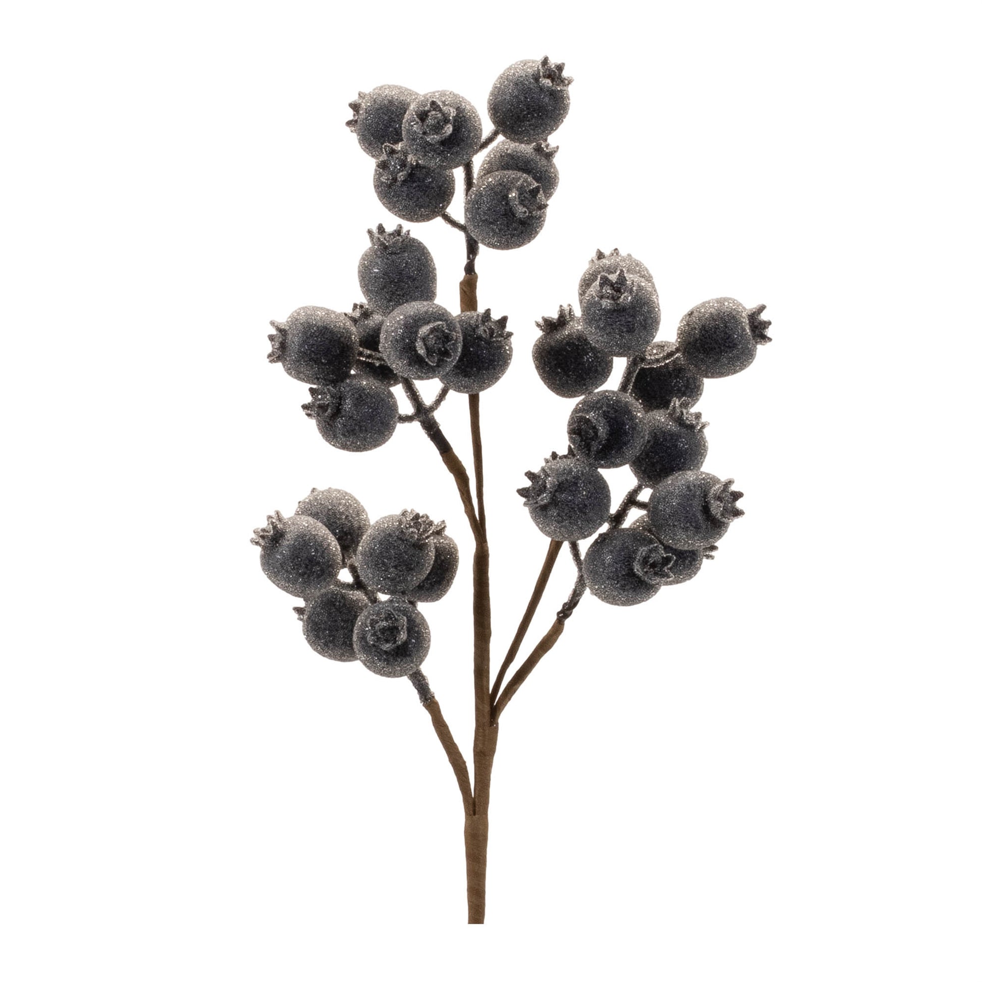 21in Midnight Blue Iced Berry Spray - Premium Florals for Wreaths, Arrangements and Home Decor Melrose