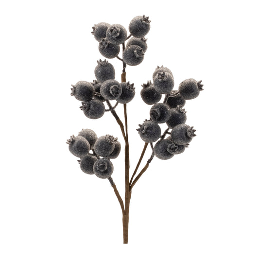 21in Midnight Blue Iced Berry Spray - Premium Florals for Wreaths, Arrangements and Home Decor Melrose