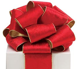 20YARD X 4in Metallic Gold-Backed RED Velvet