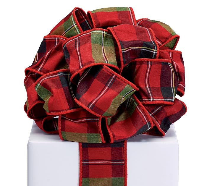 20YARD x 2.5in Tartan Plaid RD/GR