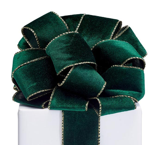 20YARD x 2.5in Velvet EMERALD w/Gold Edge Burton & Burton
