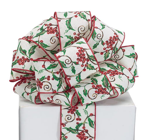 20YARD X 2.5in Holly/Berry Ribbon