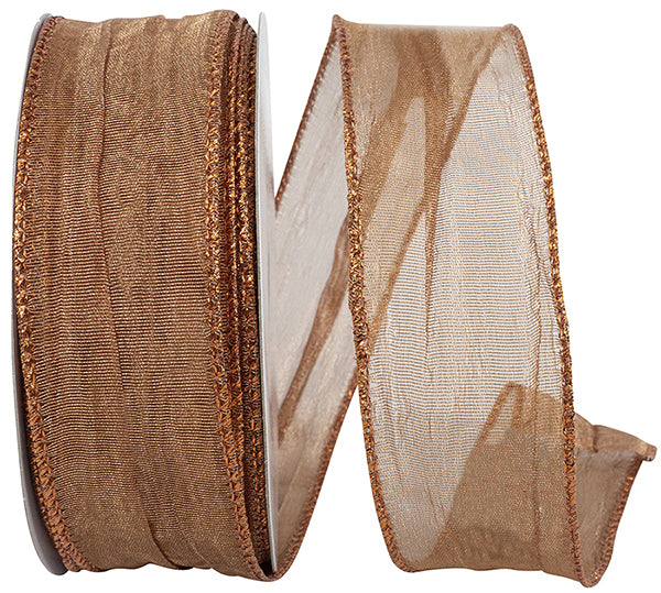 1.5inx10yd Copper Crushed Mesh Elegance Ribbon