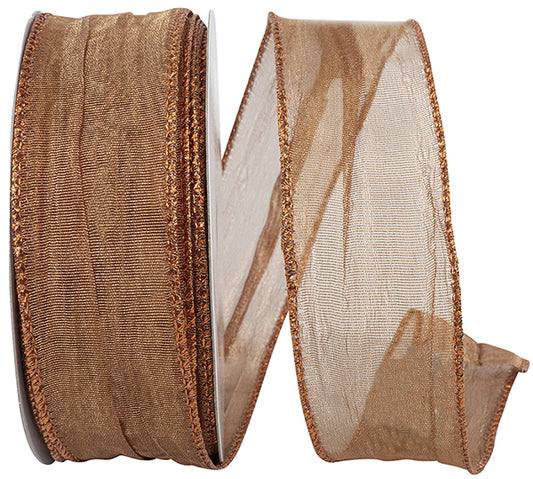 1.5inx10yd Copper Crushed Mesh Elegance Ribbon