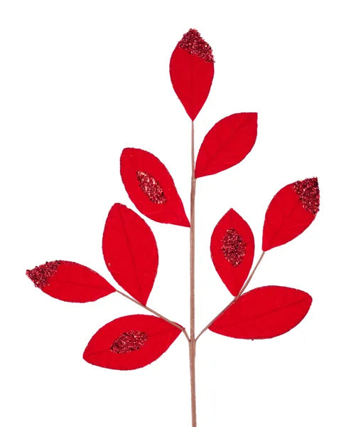 27in Velvet Glitter Magnolia Leaves