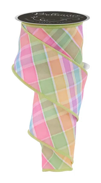 2.5inx10yd Bold Plaid Pastel Ribbon