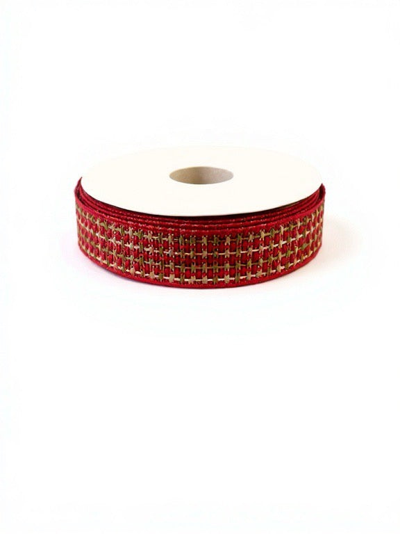 50YD 1.5in Open Weave RD/GR/NAT