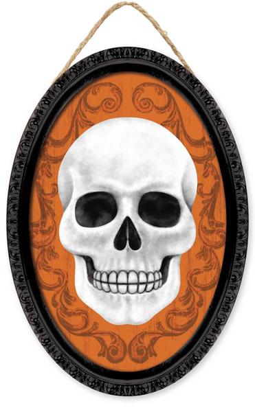 13x9in Oval Framed Skull SIGN