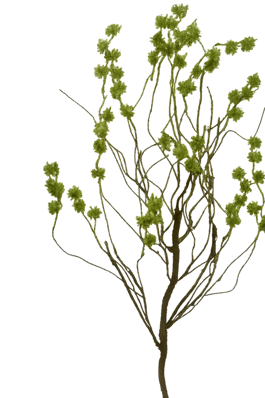 33in Green Thistle Puff Branch Golden Bell