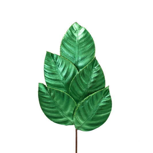 18in Metallic Magnolia Leaf x5 GREEN