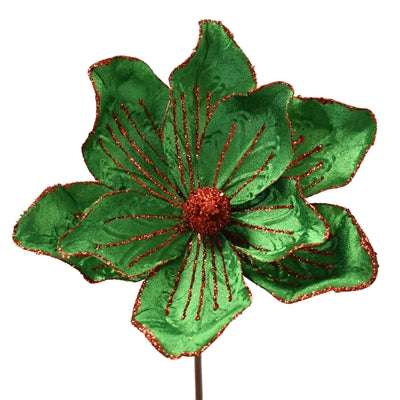 24in Whimsical Velvet Magnolia w/Veins GR/RD