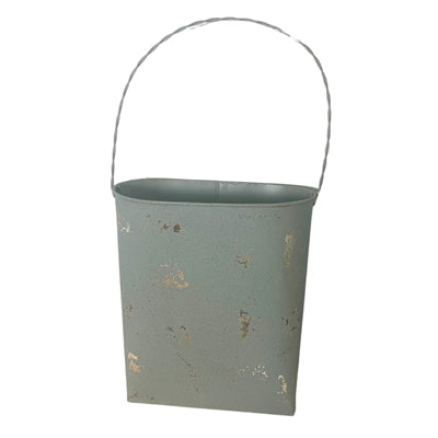19x9x5in Flattened Grey Metal Door Bucket