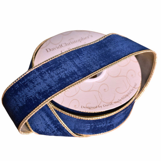1.5inx10yd Textured Navy Velvet Ribbon