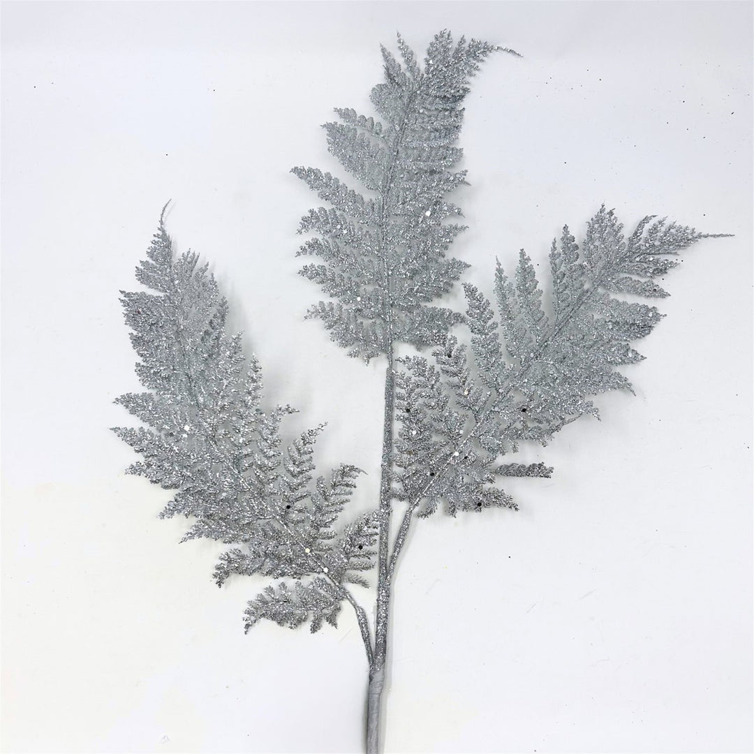 32in Shimmer Glitter Fern SILVER