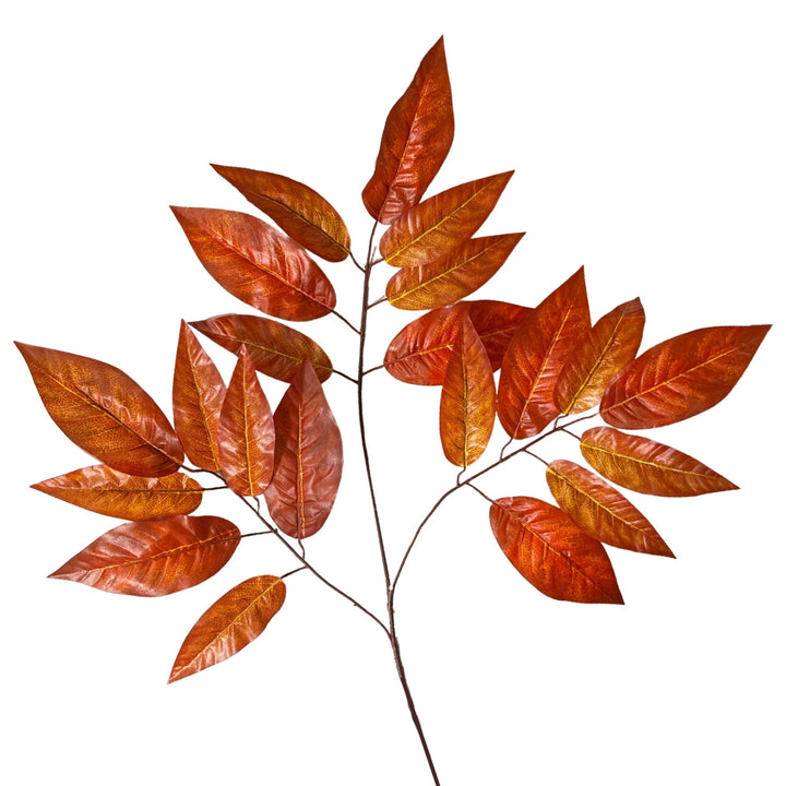 30in Dark Orange Fall Long Leaf - Premium Greenery for Wreaths and Home Decor