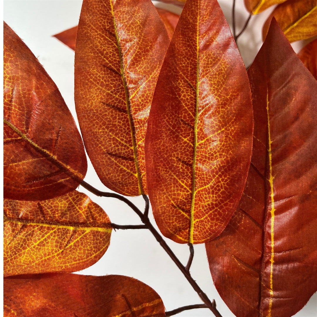 30in Dark Orange Fall Long Leaf - Premium Greenery for Wreaths and Home Decor