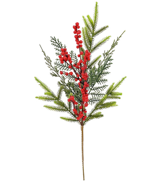 23in Norfolk Pine, Cedar & Berry Spray - Premium Greenery for Wreaths, Arrangements and Home Decor Essentials