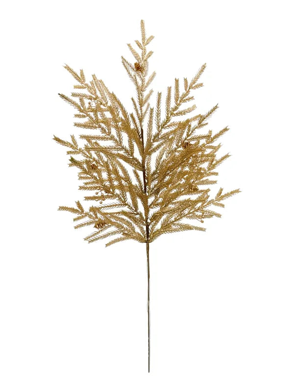 32in Gold Norfolk Pine, Berry, Cone - Premium Greenery for Wreaths, Arrangements and Home Decor Essentials