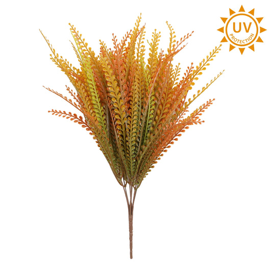 16in UV Orange Red Bead Grass x7 - Premium Artificial Greenery for Wreaths, Arrangement & Home Decor Essentials