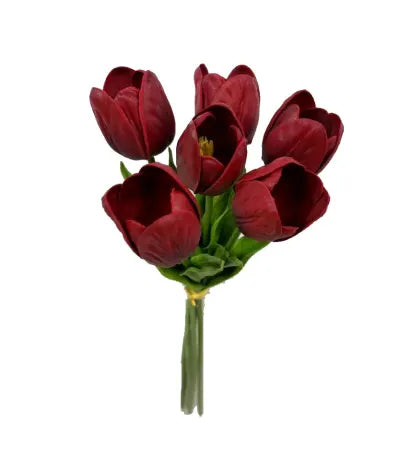 16in Real Touch Burgundy Tulip Bundle x6