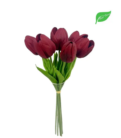 16in Real Touch Burgundy Tulip Bundle x6