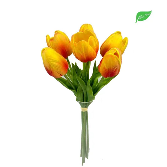 16in Real Touch Orange Flame Tulip Bundle x6