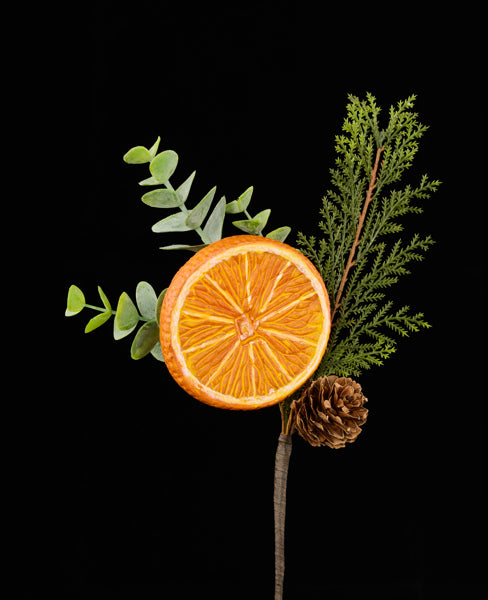 10in ORANGE Slice w/Cone and Greenery