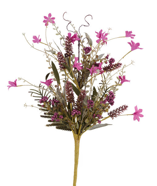 24in Fabric Flower/Leaf/Bead Spray PLUM