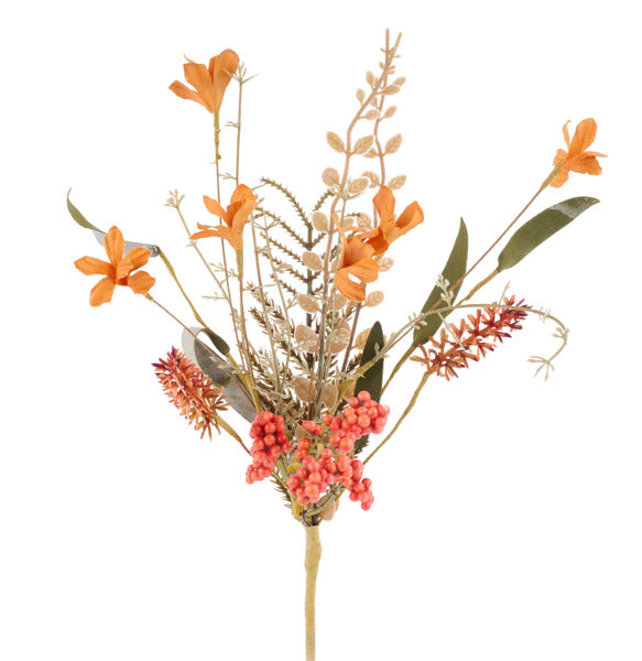 12in Fabric Flower/Leaf/Beads PERSIMMON Craig Bachman