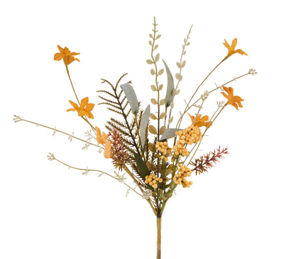 12in Fabric Flower/Leaf/Beads MUSTARD Craig Bachman