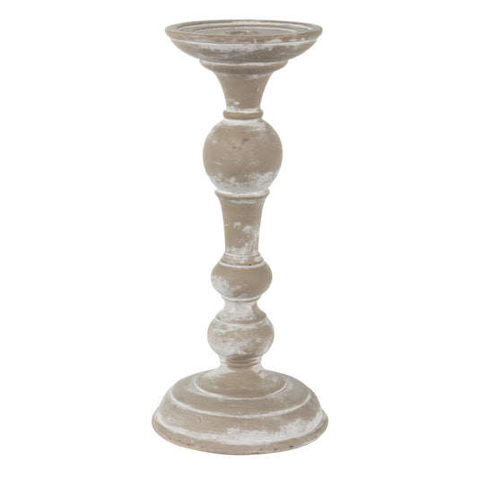 13in White Polyresin Candlestick
