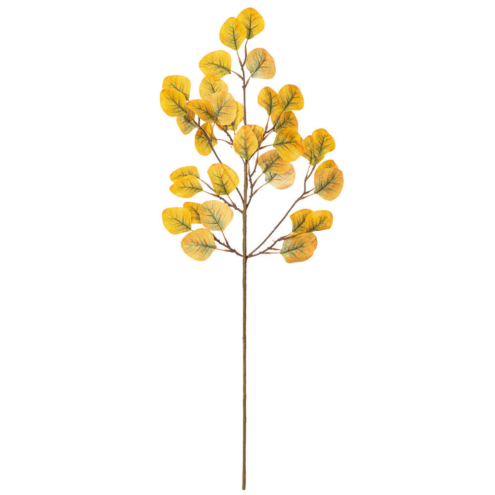 32in Yellow Eucalyptus Leaf Spray