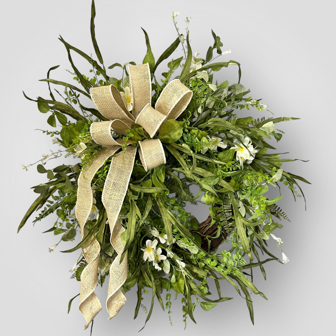 Daisy and Fern Farmhouse Wreath