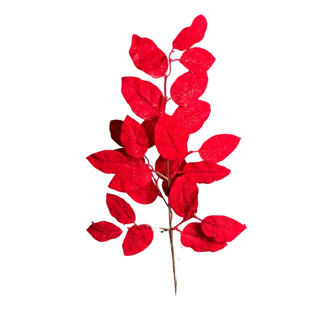 32in RED Rose Leaf Spray