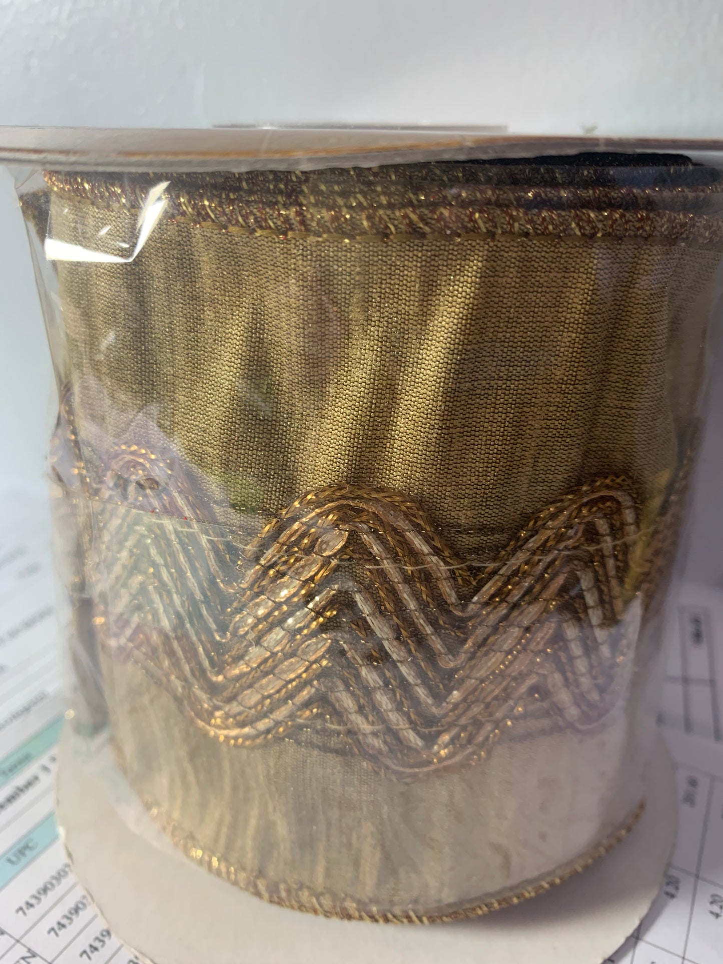 4in x 5yd GOLD/CHAMPAGNE Wave on Antique GOLD